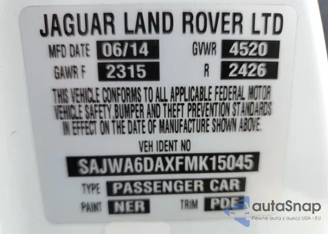 2015 Jaguar F-Type R from USA, damaged, VIN SAJWA6DAXFMK15045